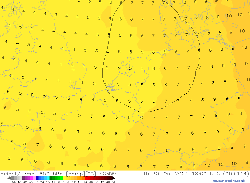 Z500/Yağmur (+YB)/Z850 ECMWF Per 30.05.2024 18 UTC