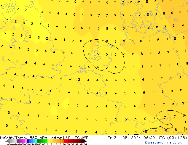 Z500/Rain (+SLP)/Z850 ECMWF Fr 31.05.2024 06 UTC