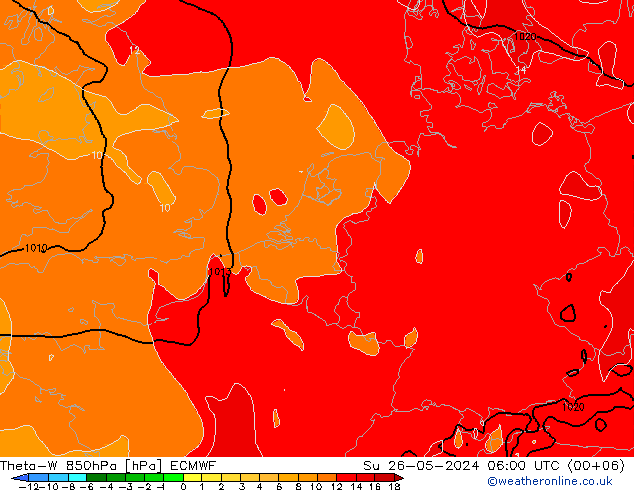 Theta-W 850hPa ECMWF dom 26.05.2024 06 UTC