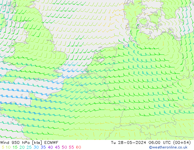 Wind 950 hPa ECMWF Tu 28.05.2024 06 UTC