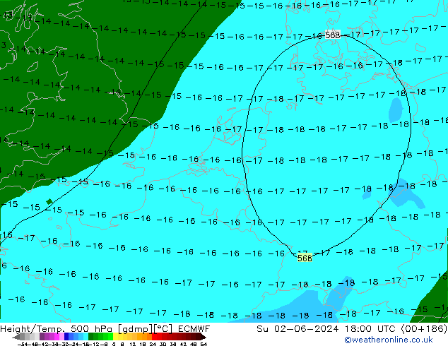 Z500/Rain (+SLP)/Z850 ECMWF Su 02.06.2024 18 UTC