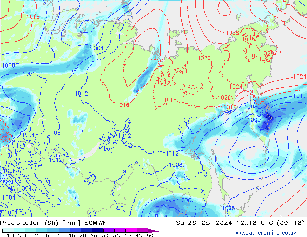 Z500/Rain (+SLP)/Z850 ECMWF  26.05.2024 18 UTC
