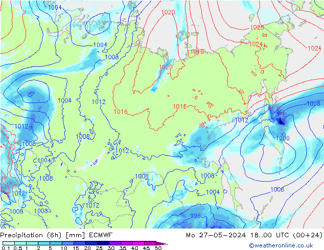 opad (6h) ECMWF pon. 27.05.2024 00 UTC