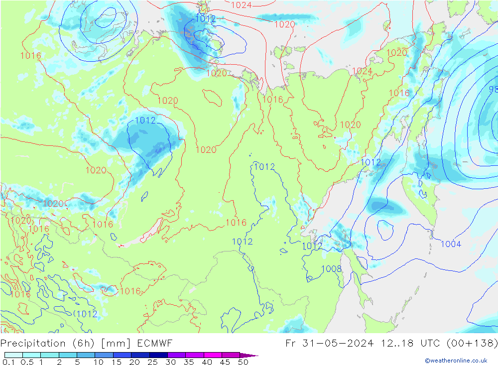 Z500/Rain (+SLP)/Z850 ECMWF Fr 31.05.2024 18 UTC