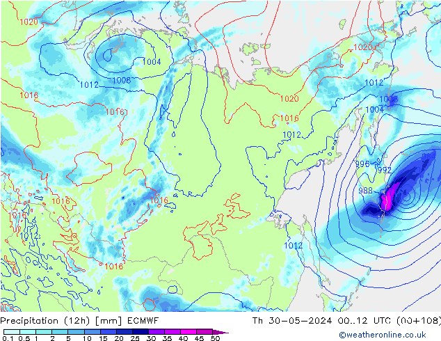 Yağış (12h) ECMWF Per 30.05.2024 12 UTC