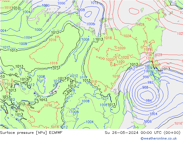 pressão do solo ECMWF Dom 26.05.2024 00 UTC