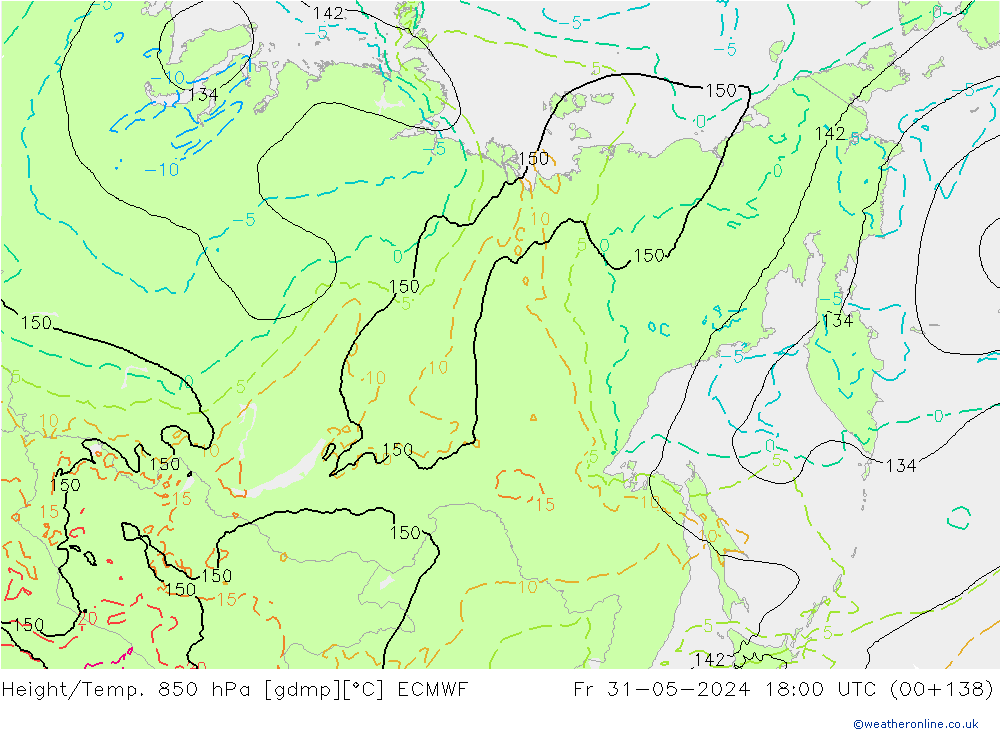 Z500/Rain (+SLP)/Z850 ECMWF Fr 31.05.2024 18 UTC