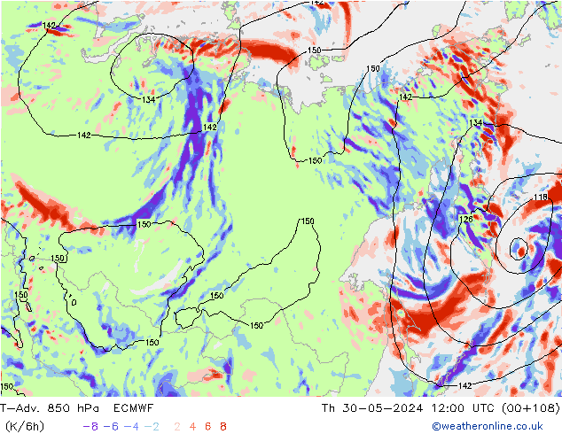 T-Adv. 850 hPa ECMWF Per 30.05.2024 12 UTC