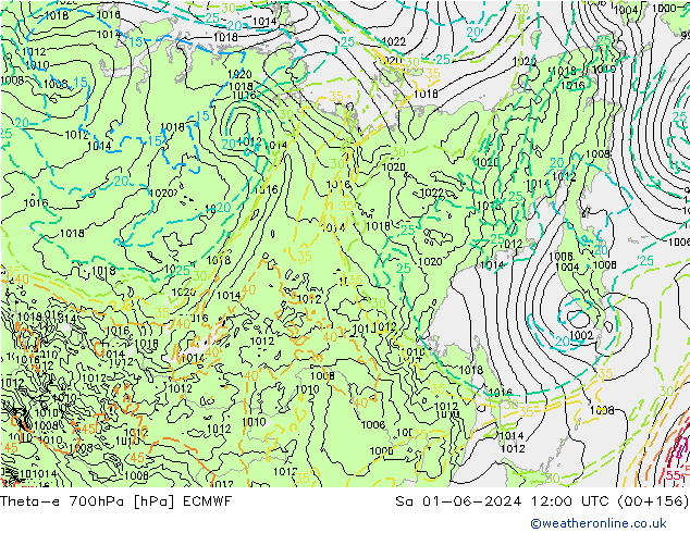 Theta-e 700hPa ECMWF Cts 01.06.2024 12 UTC