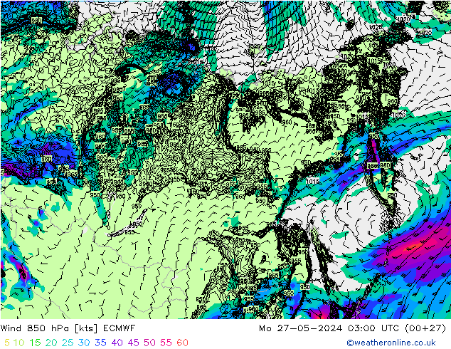 Wind 850 hPa ECMWF Mo 27.05.2024 03 UTC