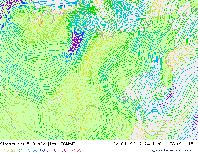 Rüzgar 500 hPa ECMWF Cts 01.06.2024 12 UTC