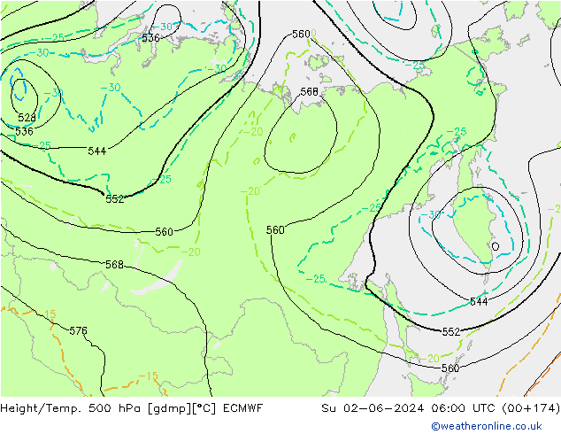 Z500/Rain (+SLP)/Z850 ECMWF ��� 02.06.2024 06 UTC