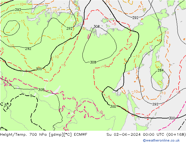 Height/Temp. 700 hPa ECMWF Ne 02.06.2024 00 UTC