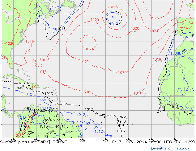 Surface pressure ECMWF Fr 31.05.2024 09 UTC