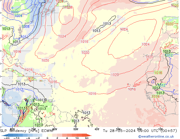 SLP tendency ECMWF Tu 28.05.2024 09 UTC