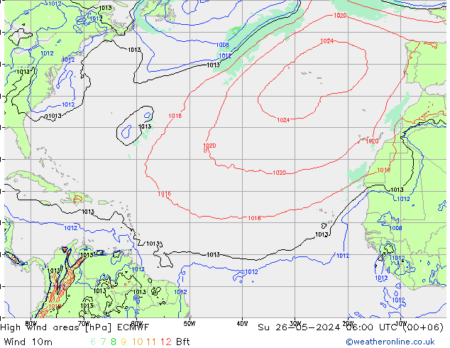 High wind areas ECMWF dom 26.05.2024 06 UTC