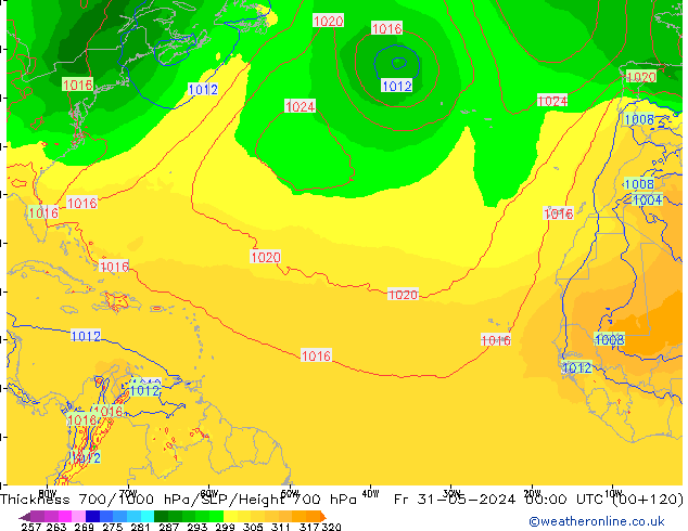 Thck 700-1000 hPa ECMWF Pá 31.05.2024 00 UTC