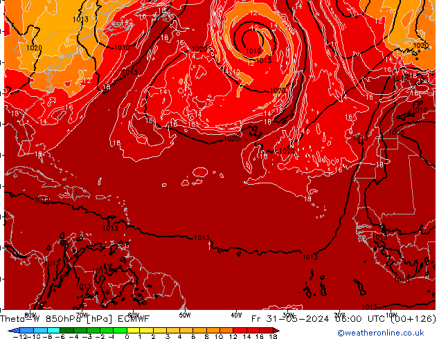 Theta-W 850hPa ECMWF Cu 31.05.2024 06 UTC