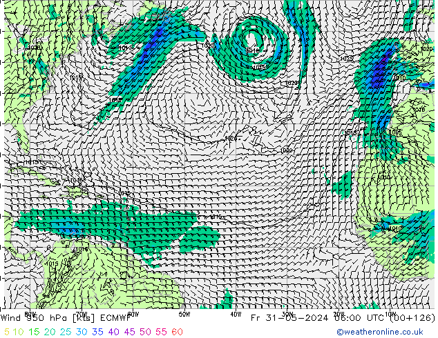 Viento 950 hPa ECMWF vie 31.05.2024 06 UTC