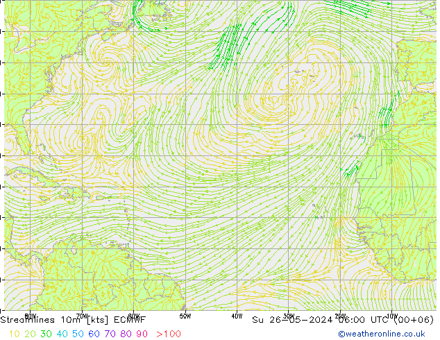 Linea di flusso 10m ECMWF dom 26.05.2024 06 UTC