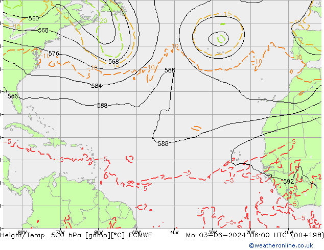 Z500/Yağmur (+YB)/Z850 ECMWF Pzt 03.06.2024 06 UTC