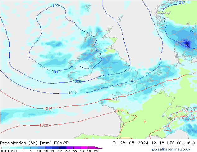 Z500/Rain (+SLP)/Z850 ECMWF Út 28.05.2024 18 UTC