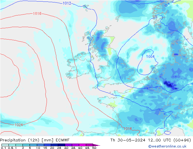 Precipitação (12h) ECMWF Qui 30.05.2024 00 UTC