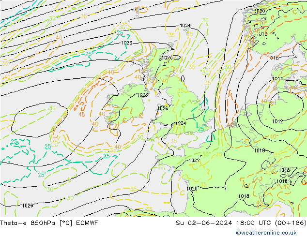 Theta-e 850hPa ECMWF  02.06.2024 18 UTC