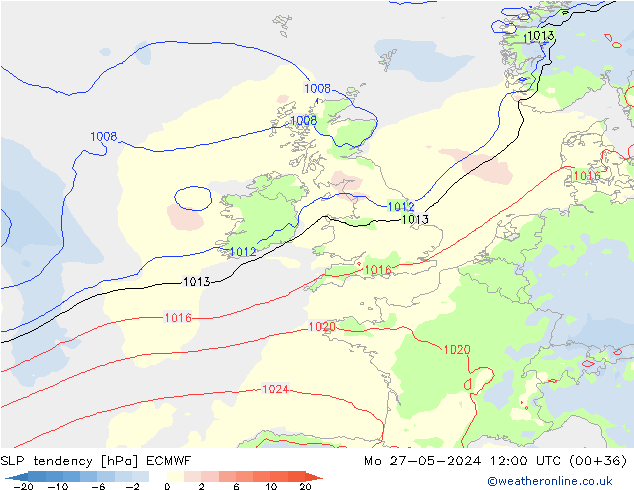 Tendenza di Pressione ECMWF lun 27.05.2024 12 UTC