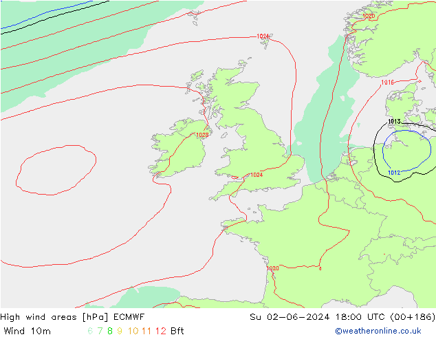 yüksek rüzgarlı alanlar ECMWF Paz 02.06.2024 18 UTC