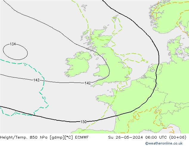 Z500/Rain (+SLP)/Z850 ECMWF So 26.05.2024 06 UTC