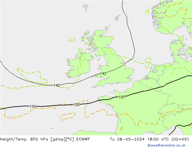 Z500/Rain (+SLP)/Z850 ECMWF Út 28.05.2024 18 UTC