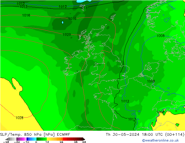 SLP/Temp. 850 hPa ECMWF jeu 30.05.2024 18 UTC