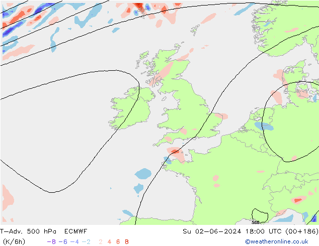 T-Adv. 500 hPa ECMWF dom 02.06.2024 18 UTC