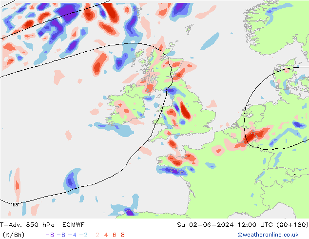 T-Adv. 850 hPa ECMWF  02.06.2024 12 UTC