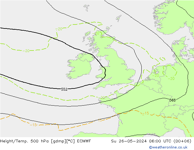 Z500/Rain (+SLP)/Z850 ECMWF So 26.05.2024 06 UTC