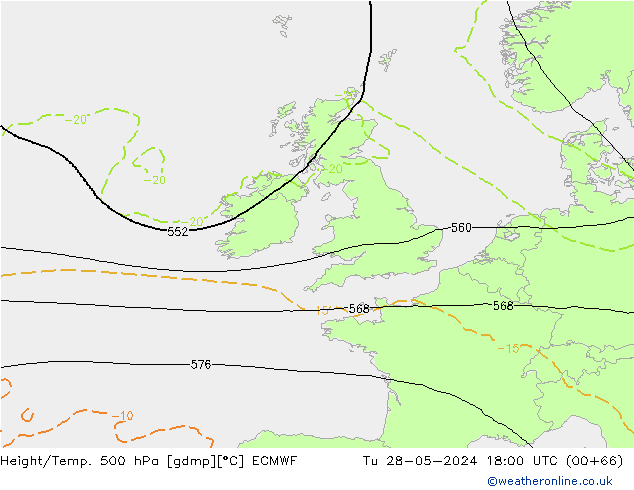 Z500/Rain (+SLP)/Z850 ECMWF Út 28.05.2024 18 UTC