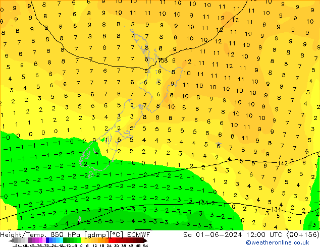 Z500/Rain (+SLP)/Z850 ECMWF Sa 01.06.2024 12 UTC