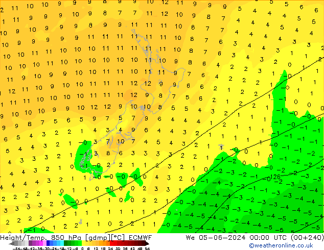 Height/Temp. 850 hPa ECMWF We 05.06.2024 00 UTC