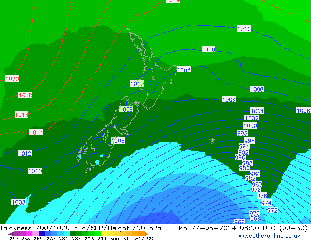 Thck 700-1000 hPa ECMWF  27.05.2024 06 UTC