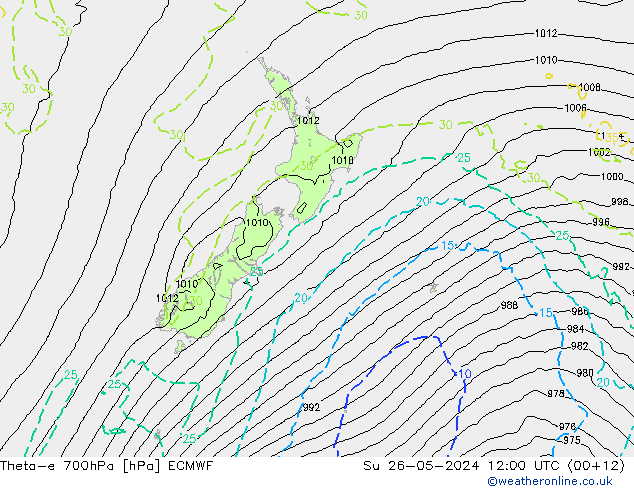 Theta-e 700hPa ECMWF dom 26.05.2024 12 UTC