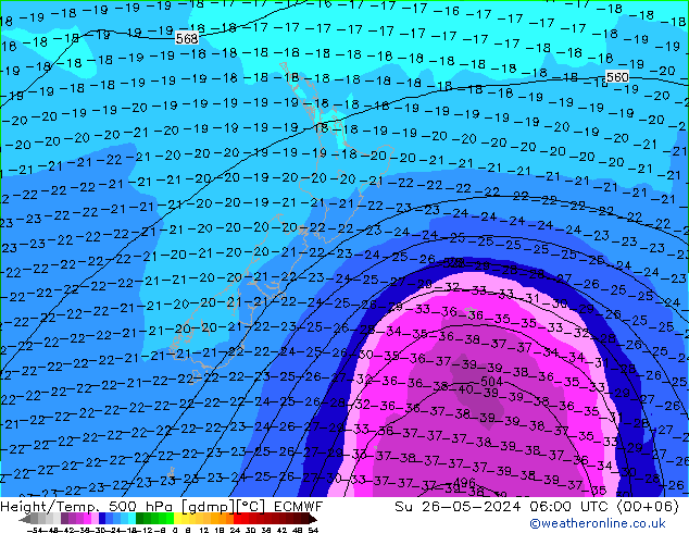 Z500/Rain (+SLP)/Z850 ECMWF Ne 26.05.2024 06 UTC