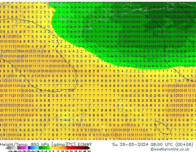 Z500/Rain (+SLP)/Z850 ECMWF nie. 26.05.2024 06 UTC