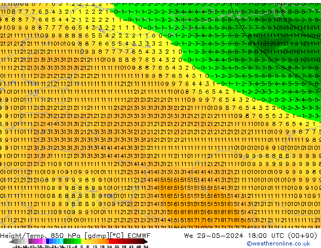 Z500/Rain (+SLP)/Z850 ECMWF ср 29.05.2024 18 UTC