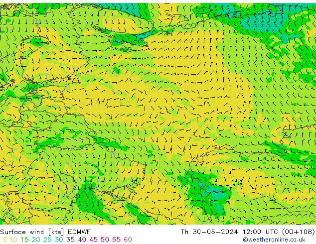 Vent 10 m ECMWF jeu 30.05.2024 12 UTC