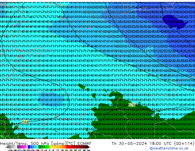 Height/Temp. 500 hPa ECMWF Th 30.05.2024 18 UTC