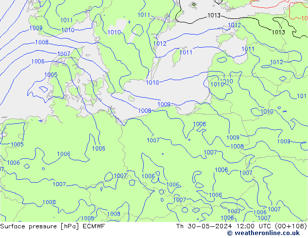 Surface pressure ECMWF Th 30.05.2024 12 UTC