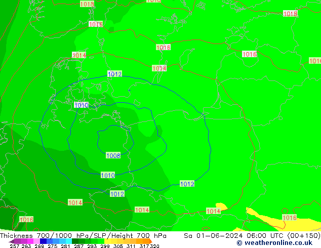 Thck 700-1000 hPa ECMWF Sa 01.06.2024 06 UTC