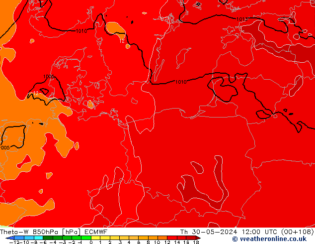 Theta-W 850hPa ECMWF jeu 30.05.2024 12 UTC