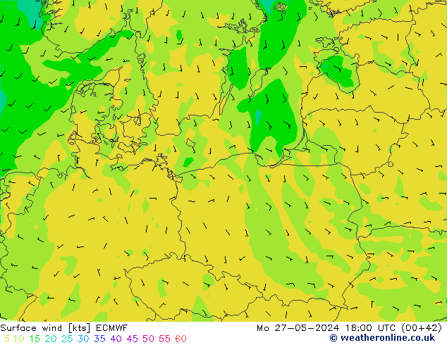 Viento 10 m ECMWF lun 27.05.2024 18 UTC